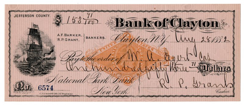 (I.B) US Revenue : Bank Check Duty 2c (Bank of Clayton)