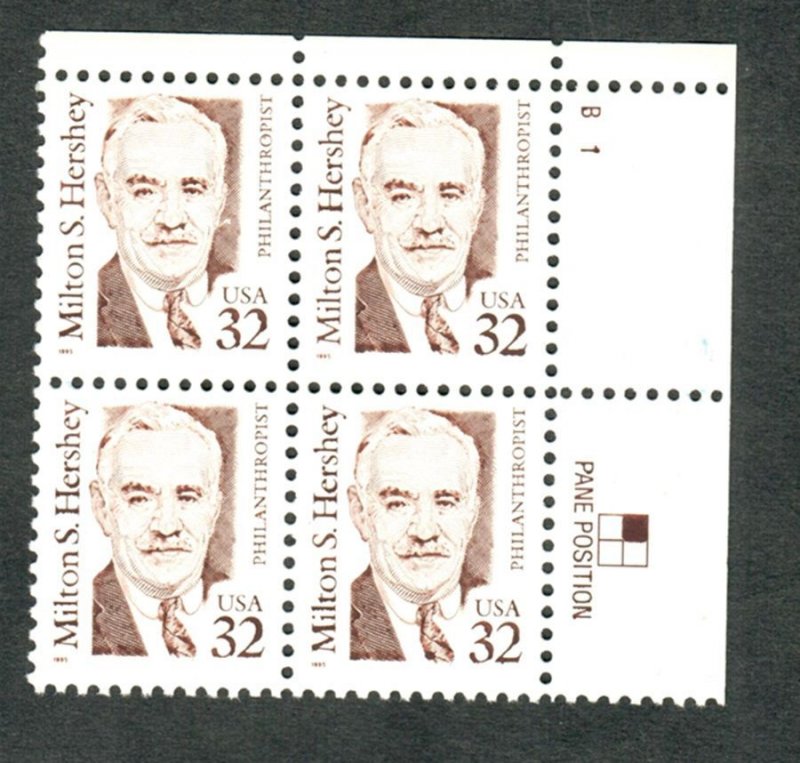 2933 Milton Hershey MNH plate block UR