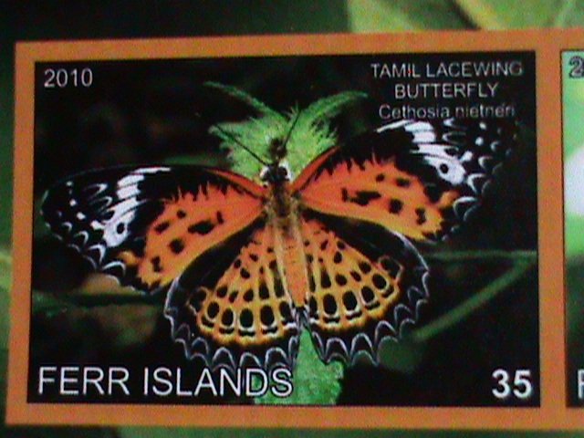 ​FERR ISLAND STAMP-2010 COLORFUL BEAUTIFUL LOVELY BUTTERFLY MNH MINI SHEET-VF