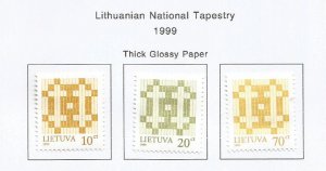 LITHUANIA - 1999 - Lithuanian National Tapestry  - Perf 3v Set - M L H