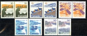 Canada Sc# 594-598 MNH Pairs 1972 Landscape Definitives