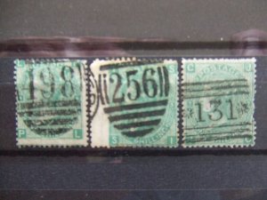 QV 1867 1s green SG101 plates 4, 5, 7