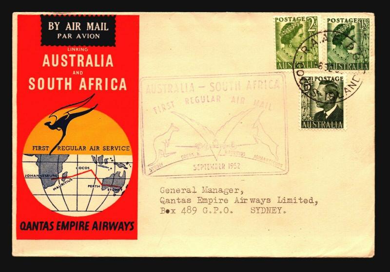 COCOS Islands 1952 First Flight Cover to Australia  - Z14699