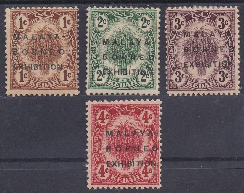 KELANTAN 1922 MALAYA  BORNEO EXHIBITION 1C - 4C 