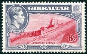 GIBRALTAR-1938 6d Carmine & Grey-Violet Perf 13½ Sg 126 MOUNTED MINT V30247