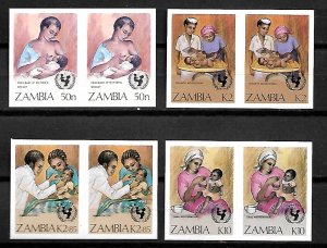 ZAMBIA STAMPS , 1988,  SET COMPLETE IMPERFORATED PAIRS, Sc.#440-443, MNH