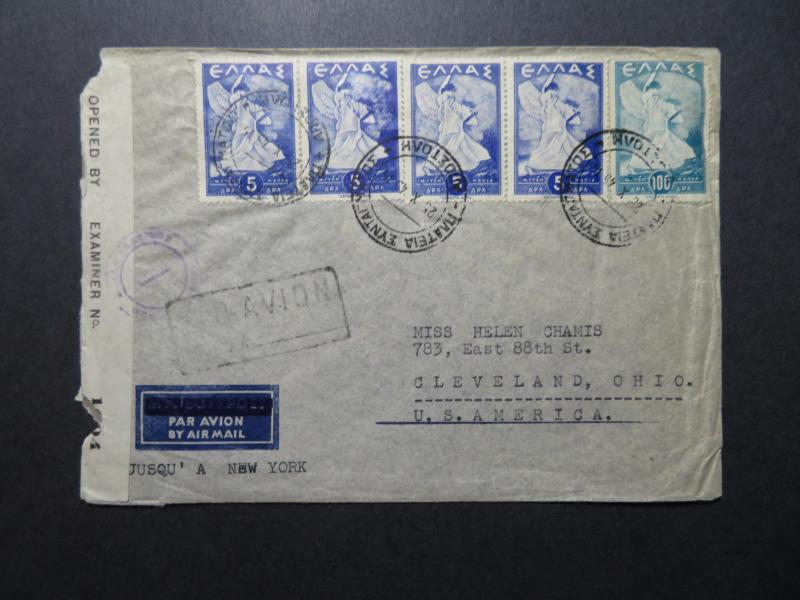 Greece 1945 Censor Cover to Ohio Via New York - Z10831