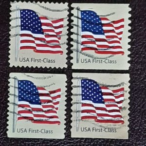 US Scott # 4129,4132-4134; four used (41c) flags from 2007; VF centering; off pp