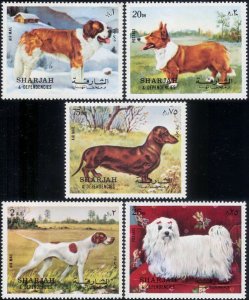 Sharjah 1972 Mi#1024A/1028A DOGS Set (5) Perforated MNH