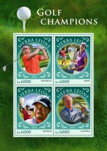 Sierra Leone Golf Champions Tiger Woods Jimmy Walker MNH stamps set 2 sheets