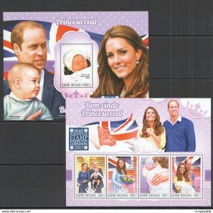 2015 Guinea-Bissau Royal Prince William Kate Middleton Kb+Bl ** Stamps St963