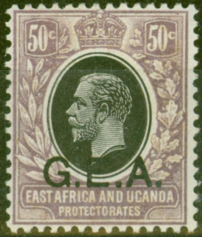 Tanganyika G.E.A 1921 50c Black & Dull Purple SG65 V.F Lightly Mtd Mint