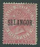 Straits Settlements - Selancor,  Queen Victoria, 2c, MH  