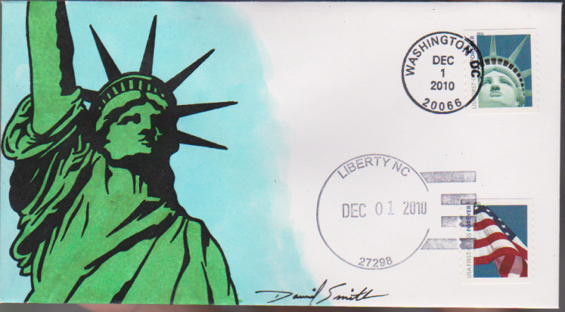 2010 LIBERTY FLAG Stamp DUAL CANCEL Cover HP UO FDC J-144