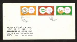 Ethiopia 1970 OAU Organization of Africa Unity Day Flag Map Sc 566-68 FDC # 7446