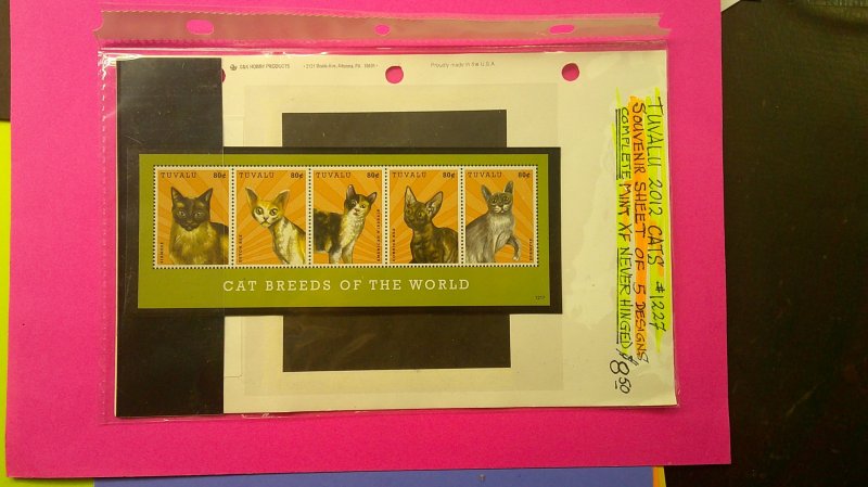 Tuvalu 2012 Cats Scott# 1227 Complete XF MNH Souvenir Sheet