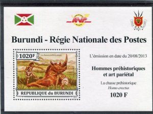 Burundi Republic 2013 PREHISTORIC MAN s/s Perforated Mint (NH)