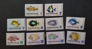 British Christmas Islands Fish  Stamp Lot # 22-31 Mint OG NH Unused T3616
