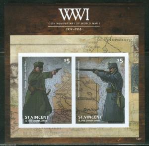 ST. VINCENT  2014 CENTENNARY OF WORLD WAR I  S/S I   IMPERFORATE   MINT NH