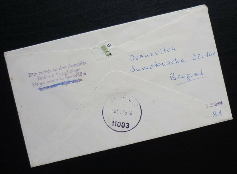 Germany 1975 Cover from Leipzig to Serbia Yugoslavia - Fair Messe Airmail AT15 