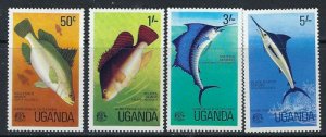 Uganda 159-62 MH 1977 Fish (ak3542)