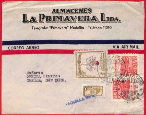 aa3615  - COLOMBIA  - POSTAL HISTORY -  AIRMAIL COVER to the USA 1948 Orchids