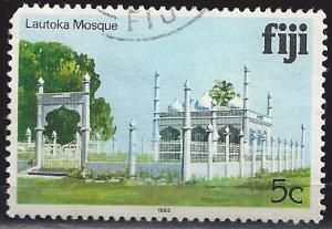 Fiji 412 5c Mosque used~hinged~corner nip