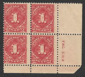 Doyle's_Stamps: MNH 1c 1917 Postage Due Initial Block, Scott #J61**