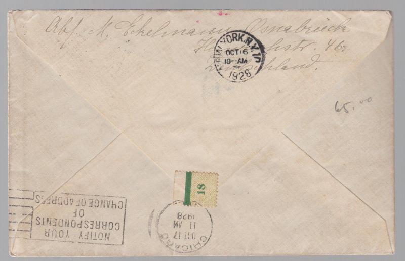 1928 Germany Graf Zeppelin LZ 127 Cover to Chicago USA # C37