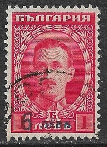 BULGARIA 1924 6L on 1L Tsar Boris III Surcharge Issue Sc 189 VFU