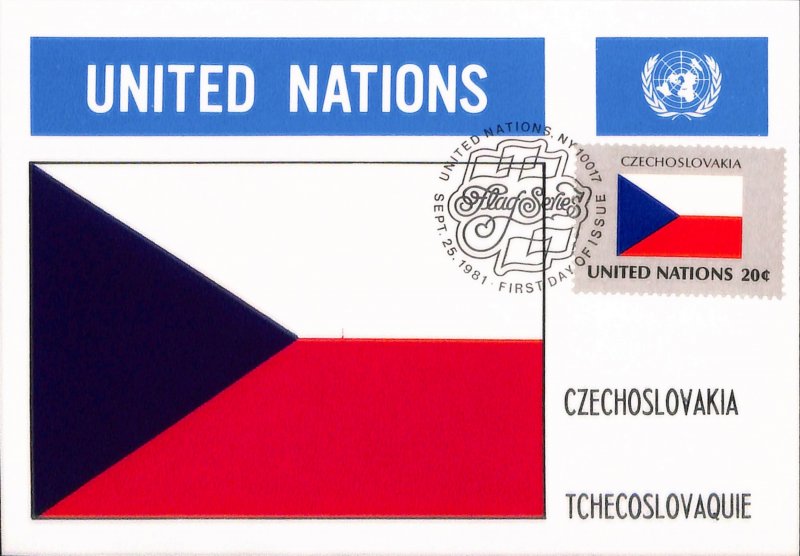 United Nations Flags of all nations maxi card Czechoslovakia Tchecoslovaquie