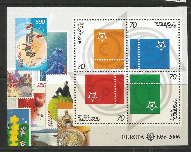 ARMENIA  740  MNH,  SS OF 4 STAMPS, EUROPA, 50TH ANNIVERSARY