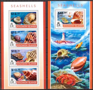 Solomon Islands 2015 Sea Shells Sheet + S/S MNH