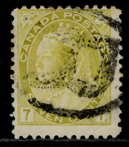 CANADA QV SG160, 7c greenish yellow, USED. Cat £26.