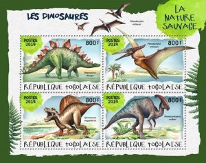 Dinosaurs Prehistoric Animals Stamps Togo 2019 MNH Stegosaurus 4v M/S