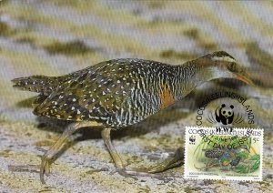 Cocos Islands 1992 Maxicard Sc #262b 15c Cocos Buff-banded rail WWF