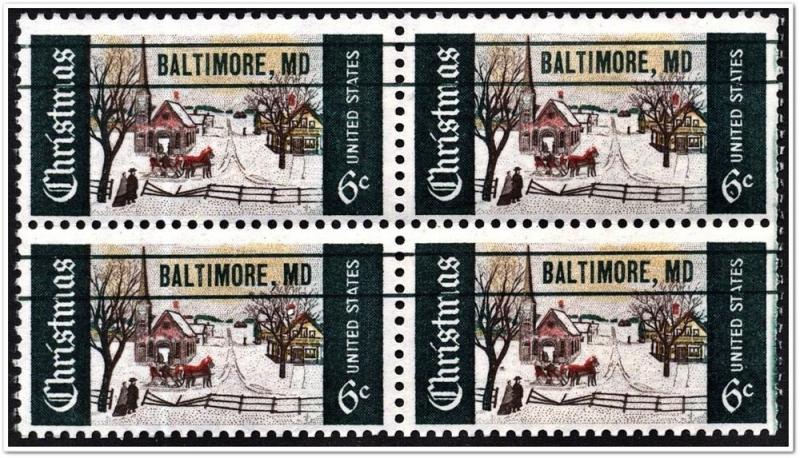 SC#1384 6¢ Christmas Block of 4 (Baltimore Precancel) MNH  