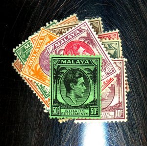 STRAITS SETTLEMENTS 238-245 246-9 MINT FVF OG HR Cat $142