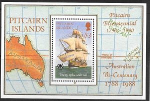 PITCAIRN ISLANDS SGMS314 1990 AUSTRALIAN BI-CENTENARY WITH O/P MNH