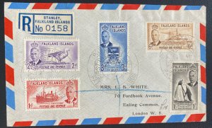 1952 Port Stanley Falkland Islands airmail Cover To London England Sc#115 Black