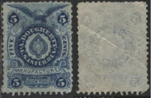 US RU4b (deep crease) 5¢ A. Dougherty playing cards proprietary revenue stamp