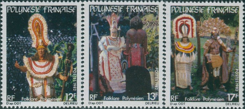 French Polynesia 1982 Sc#362-364,SG370-372 Polynesian Folklore set MNH