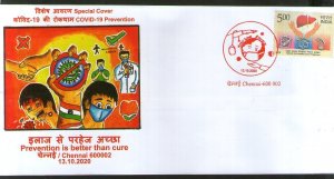 India 2020 Big Salute to Corona Warriors COVID-19 Health Set of 5 Special Covers