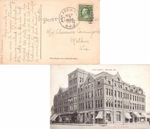 United States U.S. R.P.O.'s Ash. Abb. & Milw. 1909 849-G-1  PPC (Hotel Knight...