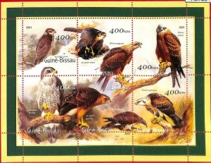 A0785 - GUINEA-BISSAU -  ERROR   MISSPERF SHEET -   BIRDS of Pray  2001