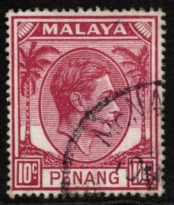 MALAYA PENANG SG11 1949 10c PURPLE FINE USED