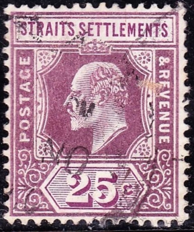 MALAYA STRAITS SETTLEMENTS 1909 KEVII 25 Cents Dull & Bright Purple SG161 VFU