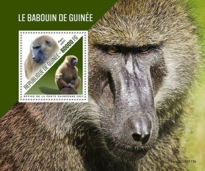 Guinea Wild Animals Stamps 2021 MNH Guinea Baboons Monkeys Primates Fauna 1v S/S