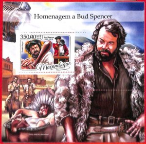 A4268 - MOZAMBIQUE - ERROR MISPERF Souvenir sheet: 2016, Bud Spencer, Cinema