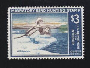 US RW34 $3 Federal Duck Stamp Mint VF-XF OG NH SCV $100